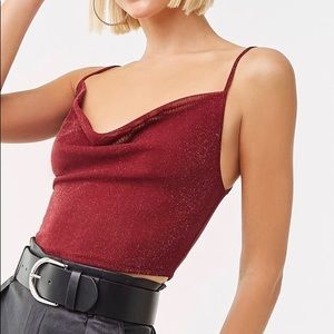 Red glitter cropped cami